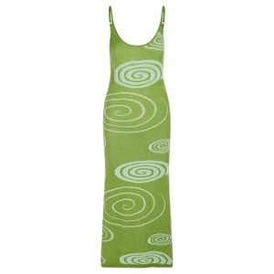 House of Sunny The Galaxy Hockney Midi Dress in Grass Green, X-Small, NWT‎